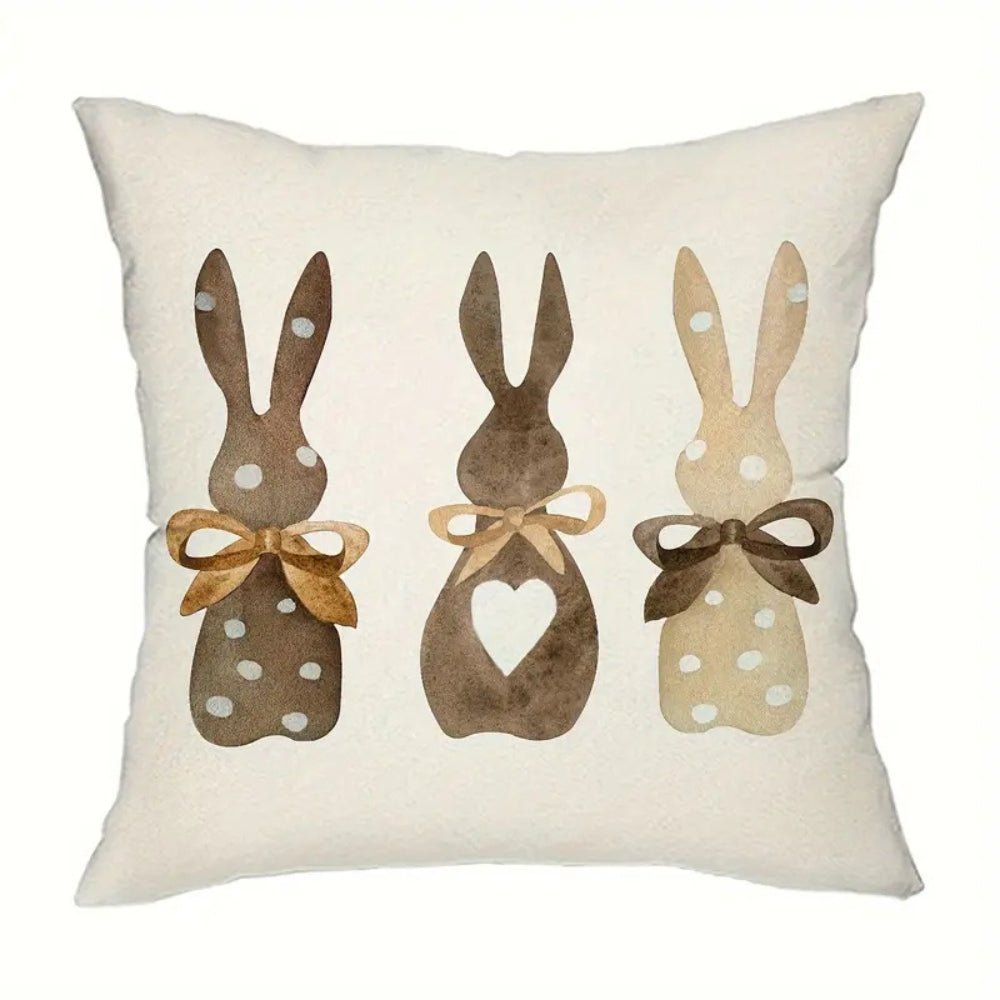 Hemp Bunny Cushion Cover with Polka Dots and Bows