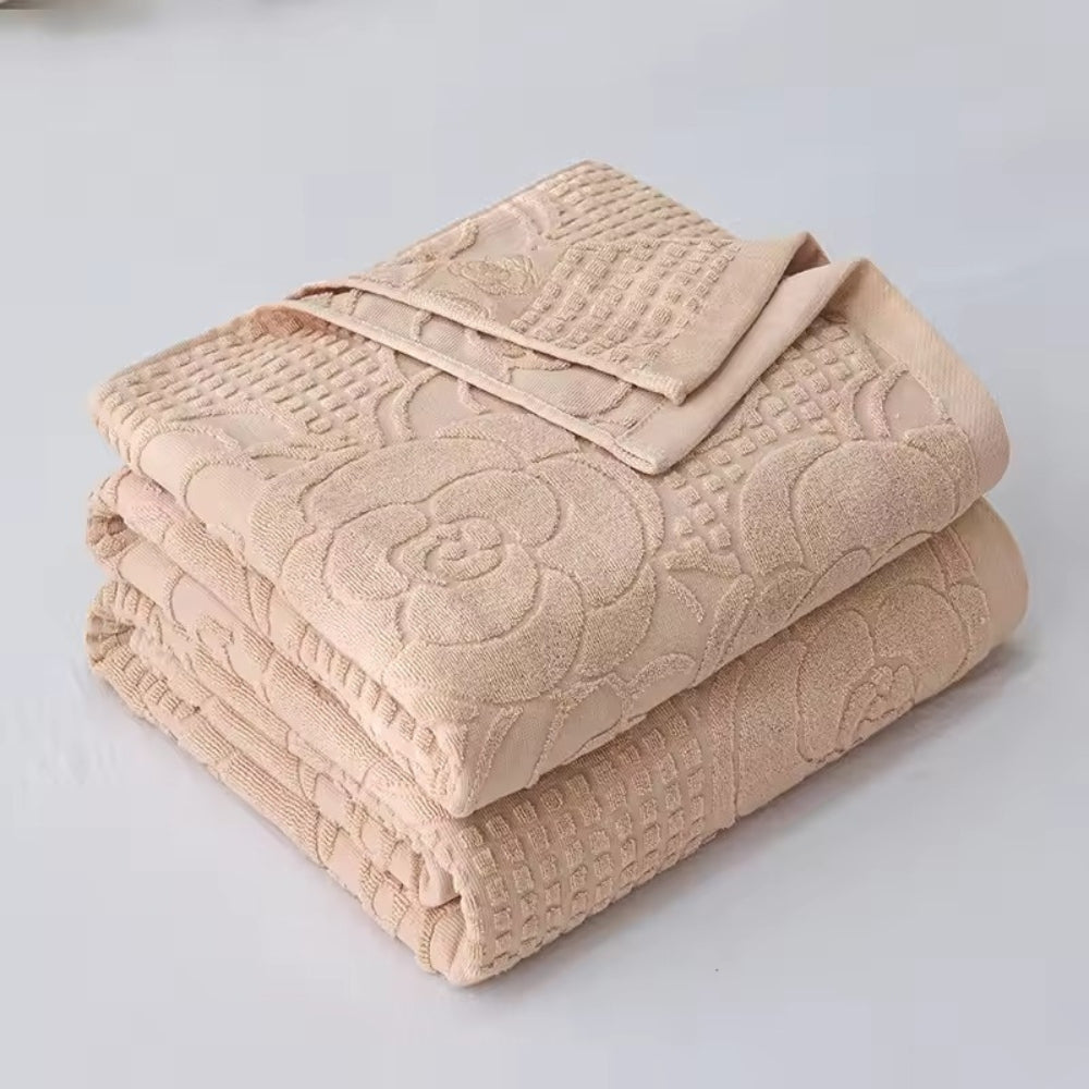 Flora Terry Cotton Weave Floral Blanket