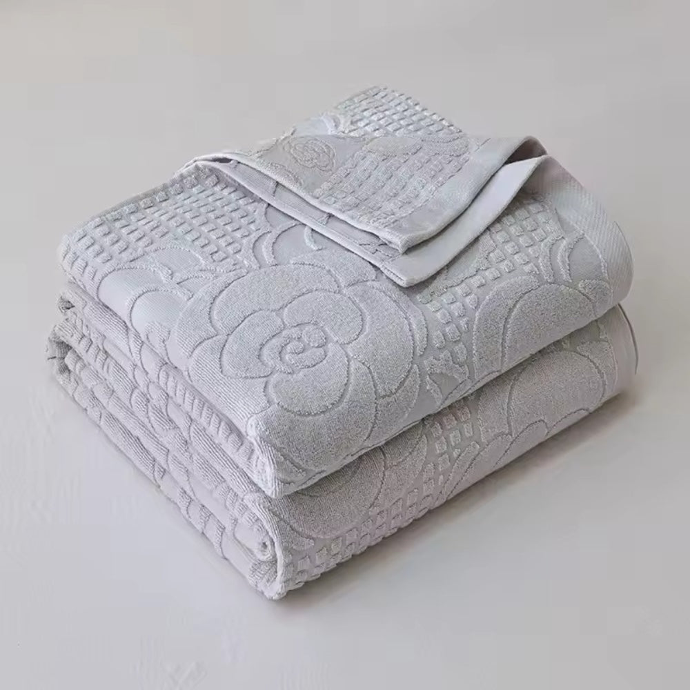 Flora Terry Cotton Weave Floral Blanket