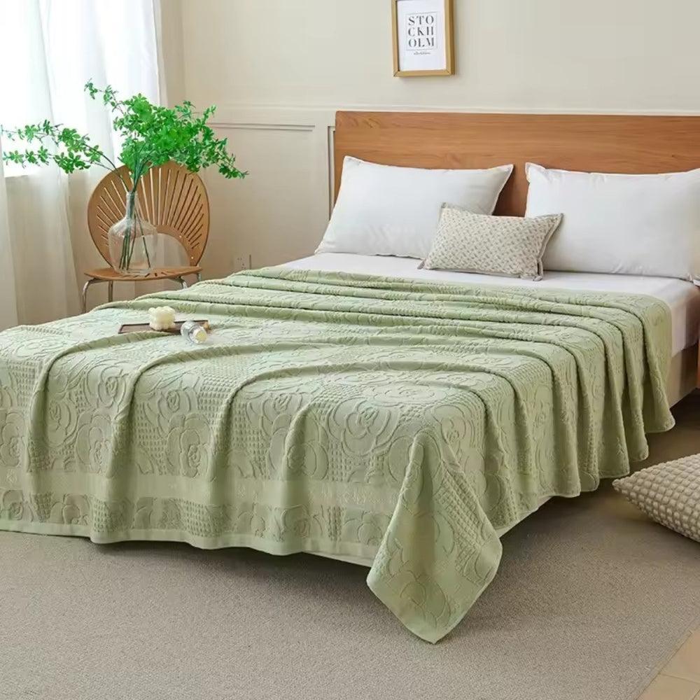 Flora Terry Cotton Weave Floral Blanket