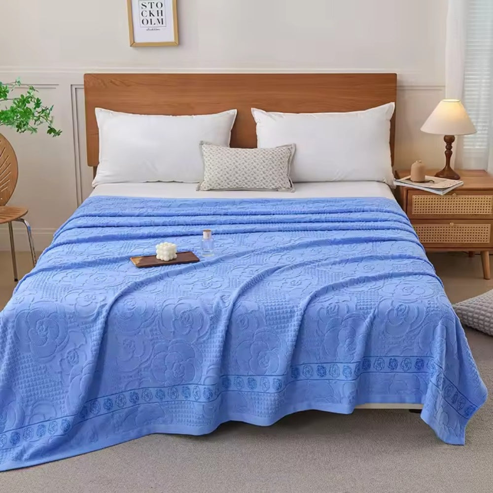Flora Terry Cotton Weave Floral Blanket