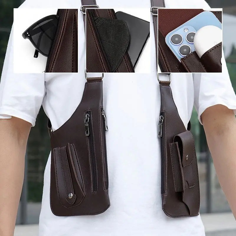Men's Anti-Theft Tactical Shoulder Bag with Multiple Compartments