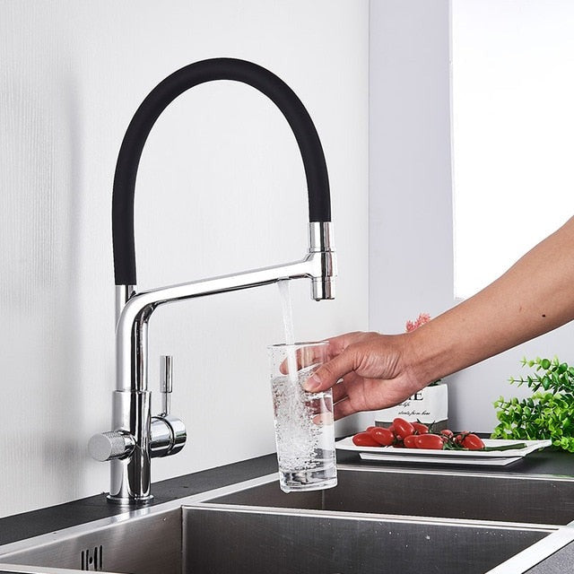 Pull Down Brass Drinking Water Faucet with Hot and Cold Function