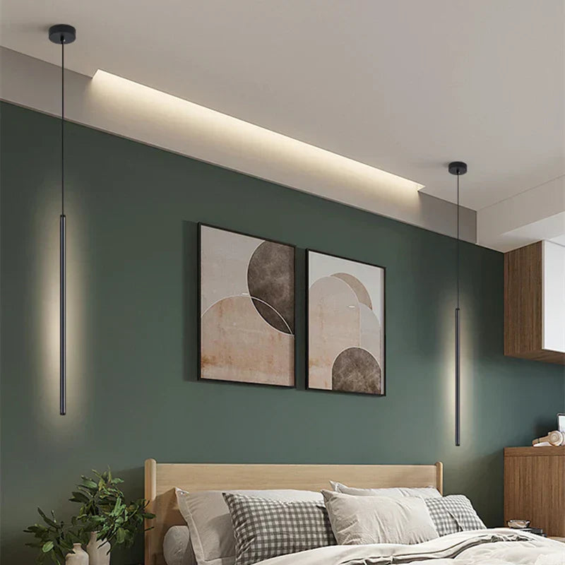Minimalist Black LED Pendant Light with Built-in 16W Light