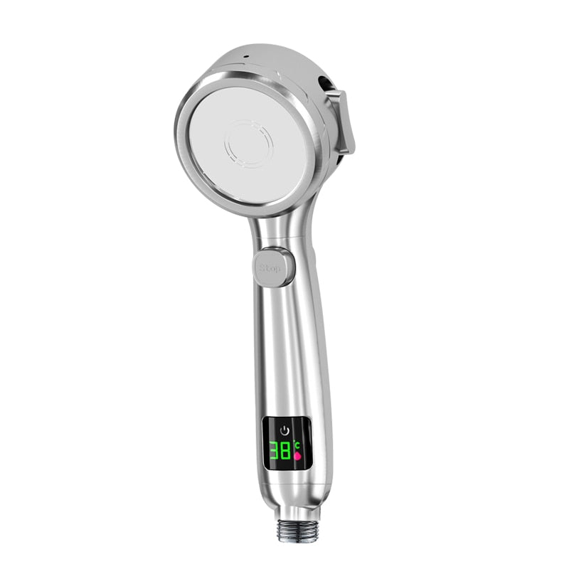 Shower Head with Built-in Temperature Display and 4 Settings