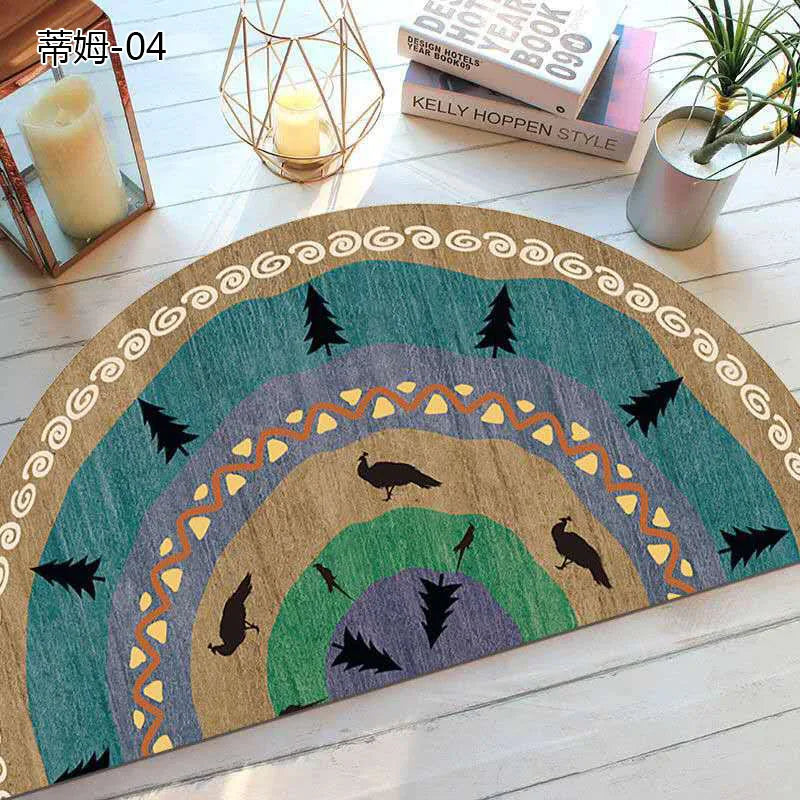 Bohemian Non-Slip Semicircular Polyester Doormat