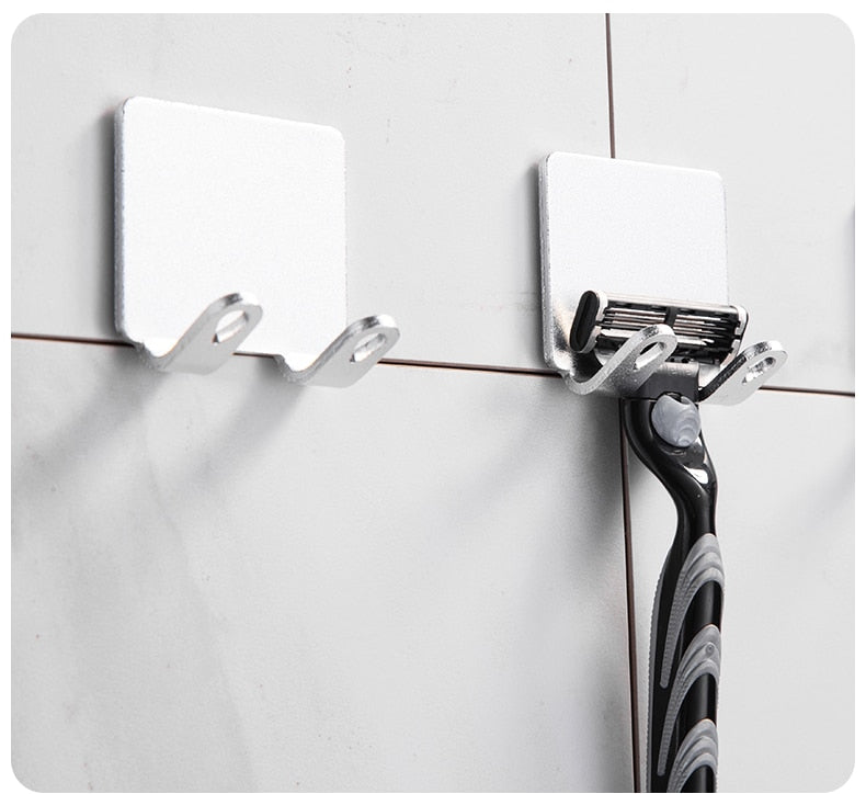 Wall Mounted No-Drill Razor Holder Hook for Bathroom Storage