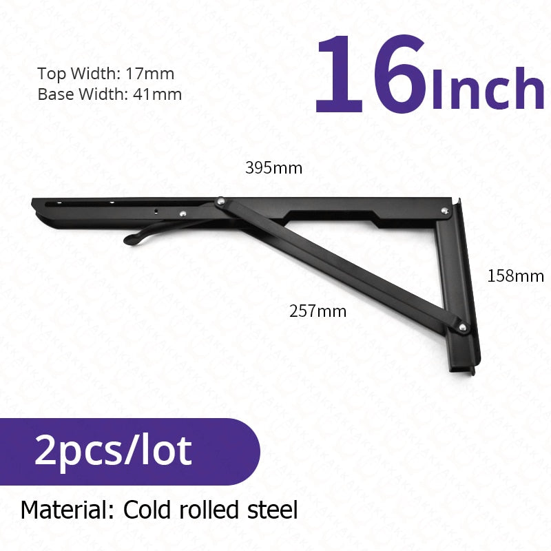 Collapsible Heavy-Duty Stainless Steel Shelf Brackets