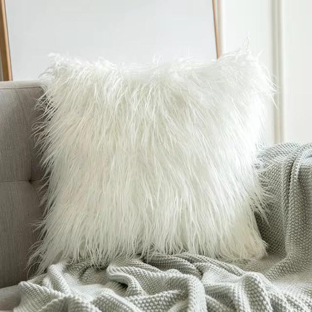 Furry Chic Cotton Cushion Cover 17x7 Inch