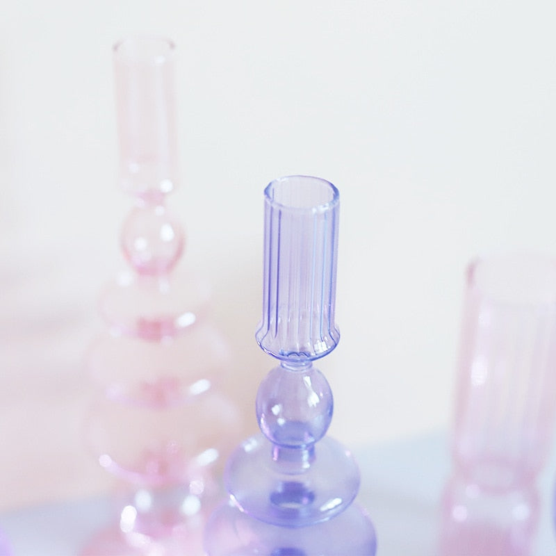 Lilac Borosilicate Glass Candle Holder