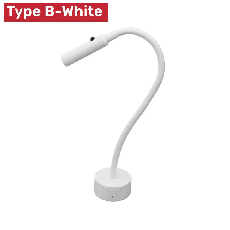 Adjustable LED Reading Wall Lamp with Gooseneck and Touch Switch - 1W/3W Options