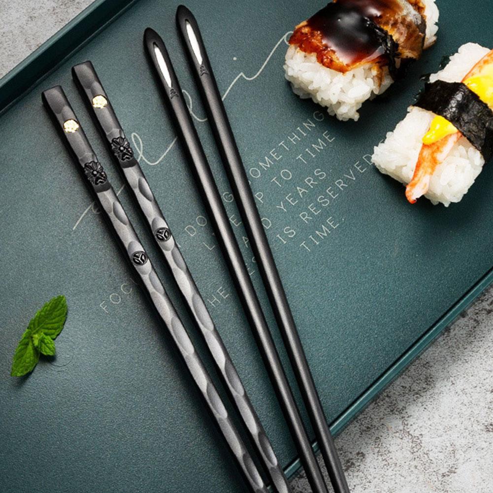 Luxe Alloy Chopstick Set with Elegant Design - 5 Pairs