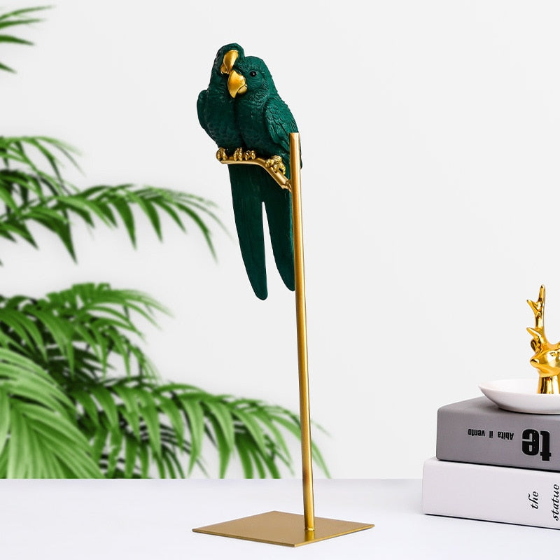 Lovebird Decorative Art Sculpture in Metal and Resin