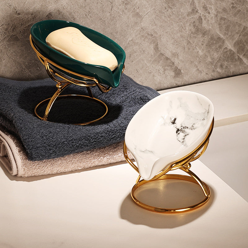 Ceramic and Stainless Steel Draining Soap Dish