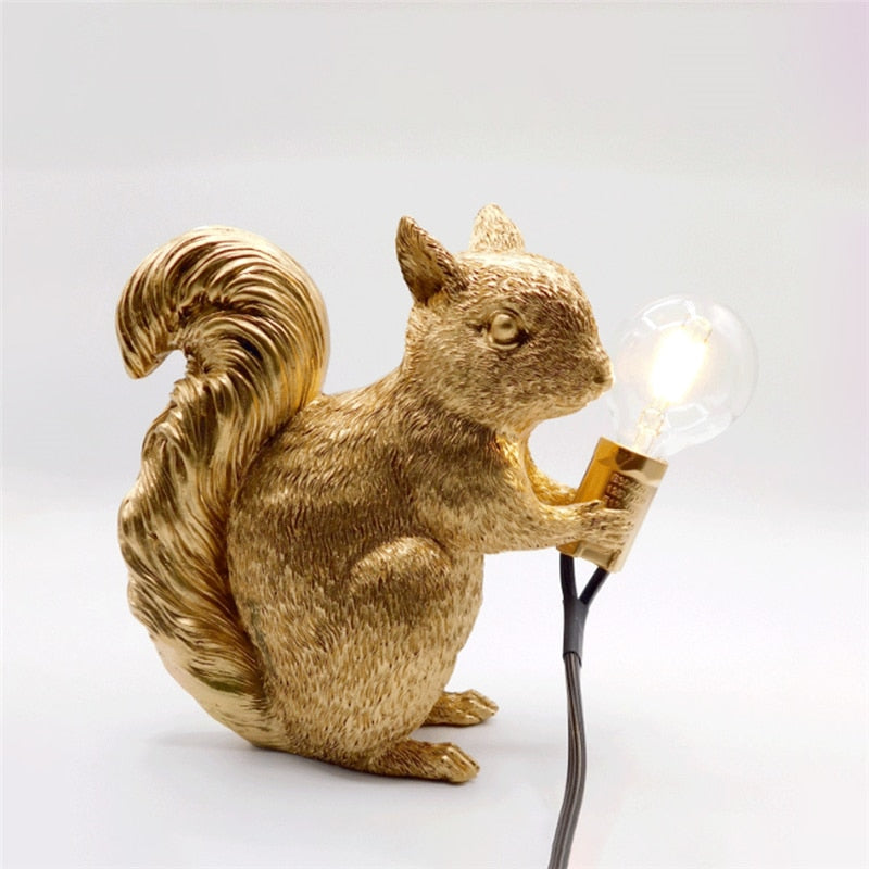 Squirrel Table Lamp with LED Light - Scandinavian Design