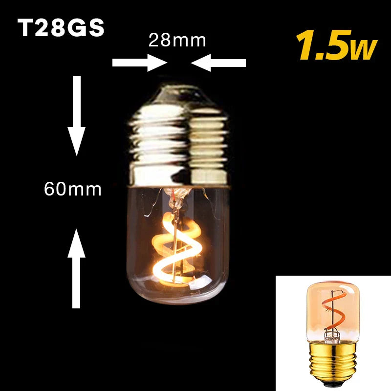 Dimmable Vintage LED Edison Bulb with Gold Spiral Filament E27 Base 2200K