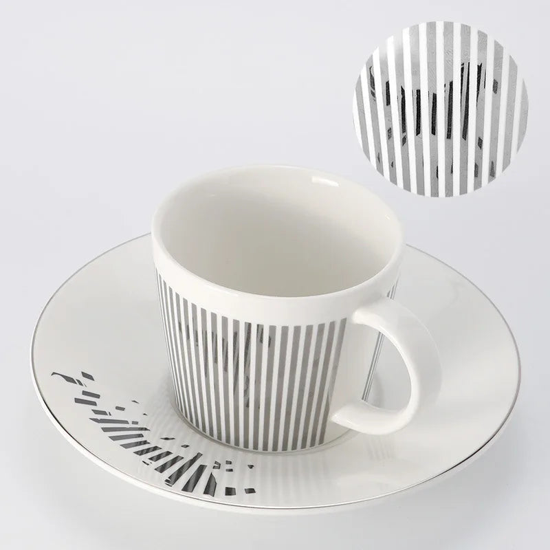Ceramic Leopard Print Coffee Mug Set with Coaster