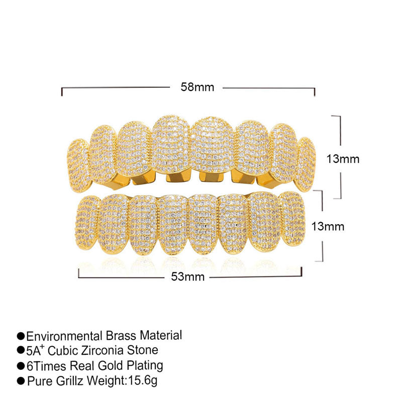 Hip-Hop Vampire Fangs Tooth Grillz Set in Gold and Silver