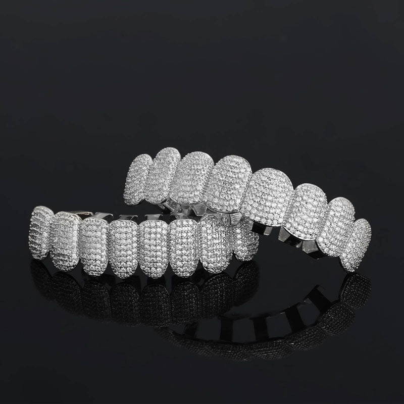 Hip-Hop Vampire Fangs Tooth Grillz Set in Gold and Silver