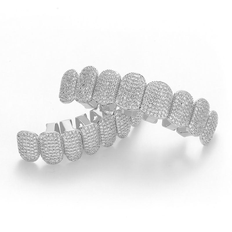 Hip-Hop Vampire Fangs Tooth Grillz Set in Gold and Silver