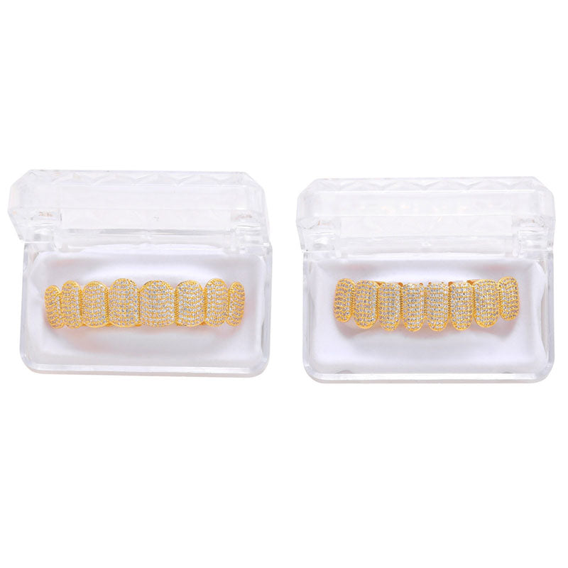 Hip-Hop Vampire Fangs Tooth Grillz Set in Gold and Silver