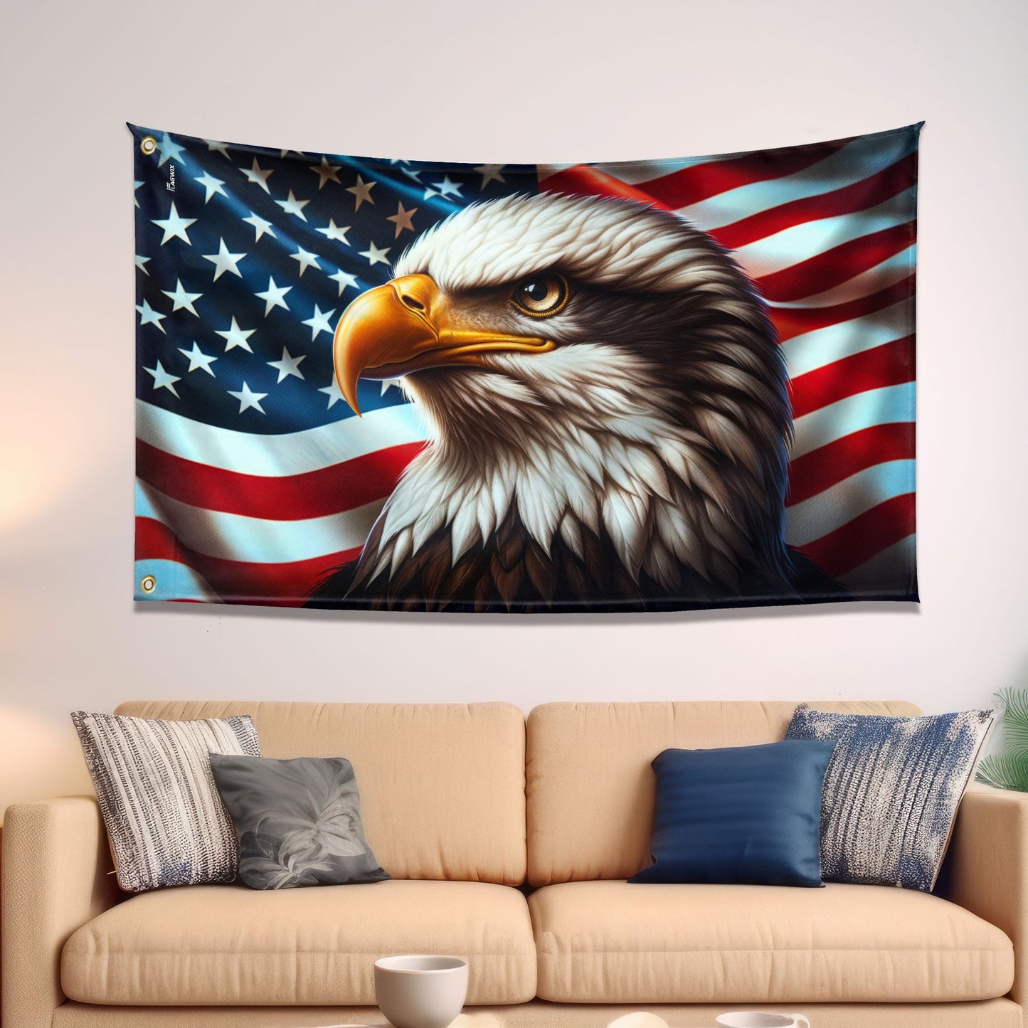 Patriotic Eagle Canvas Grommet Flag - Double-Sided, 3 Sizes Available