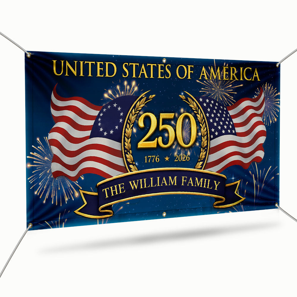 Personalized 250th Anniversary Patriotic Fence Banner