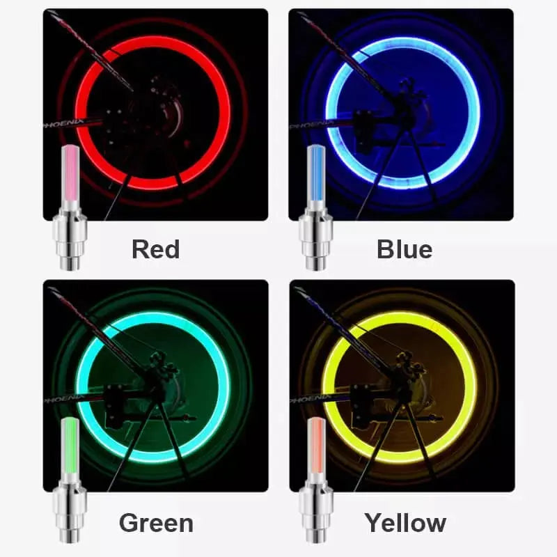 LED Bicycle Valve Lights with Motion Activation for Night Safety