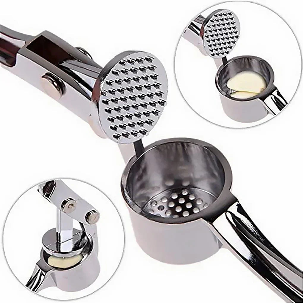 Stainless Steel Garlic Press with Ergonomic Handle