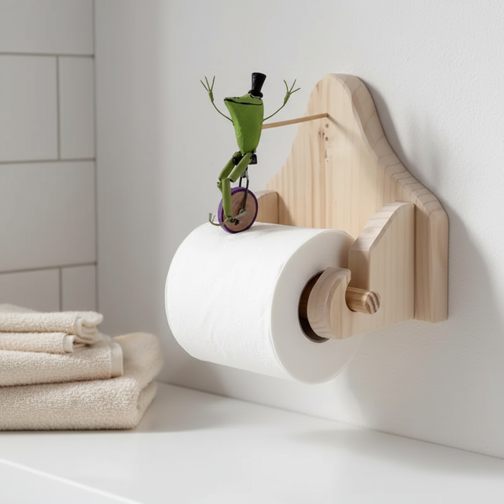 Wooden Wall-Mounted Toilet Paper Holder with Smooth Edges