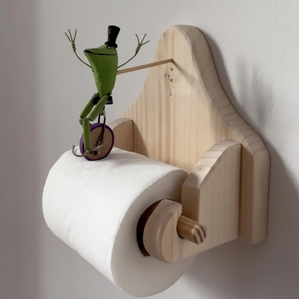 Wooden Wall-Mounted Toilet Paper Holder with Smooth Edges