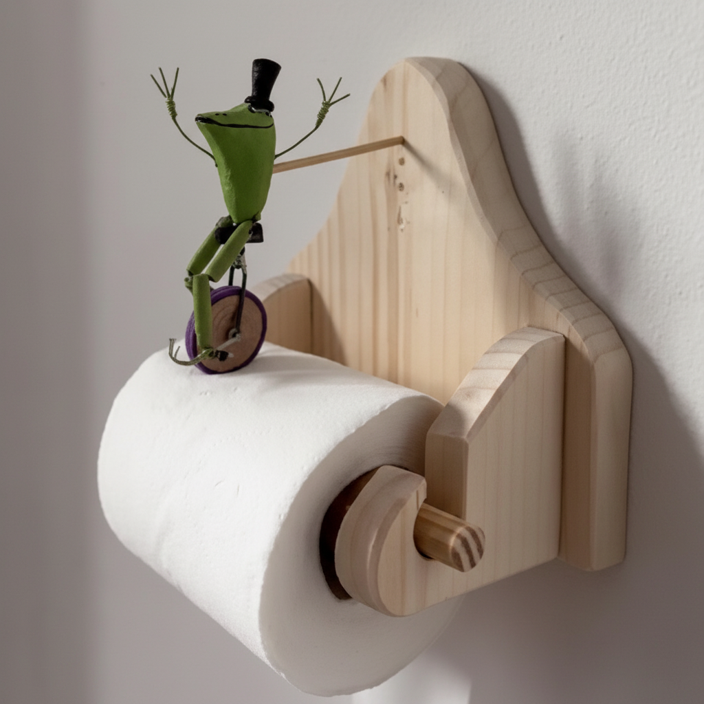 Wooden Wall-Mounted Toilet Paper Holder with Smooth Edges