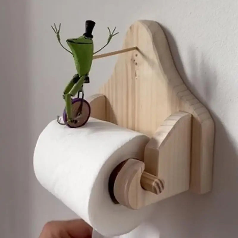 Wooden Wall-Mounted Toilet Paper Holder with Smooth Edges