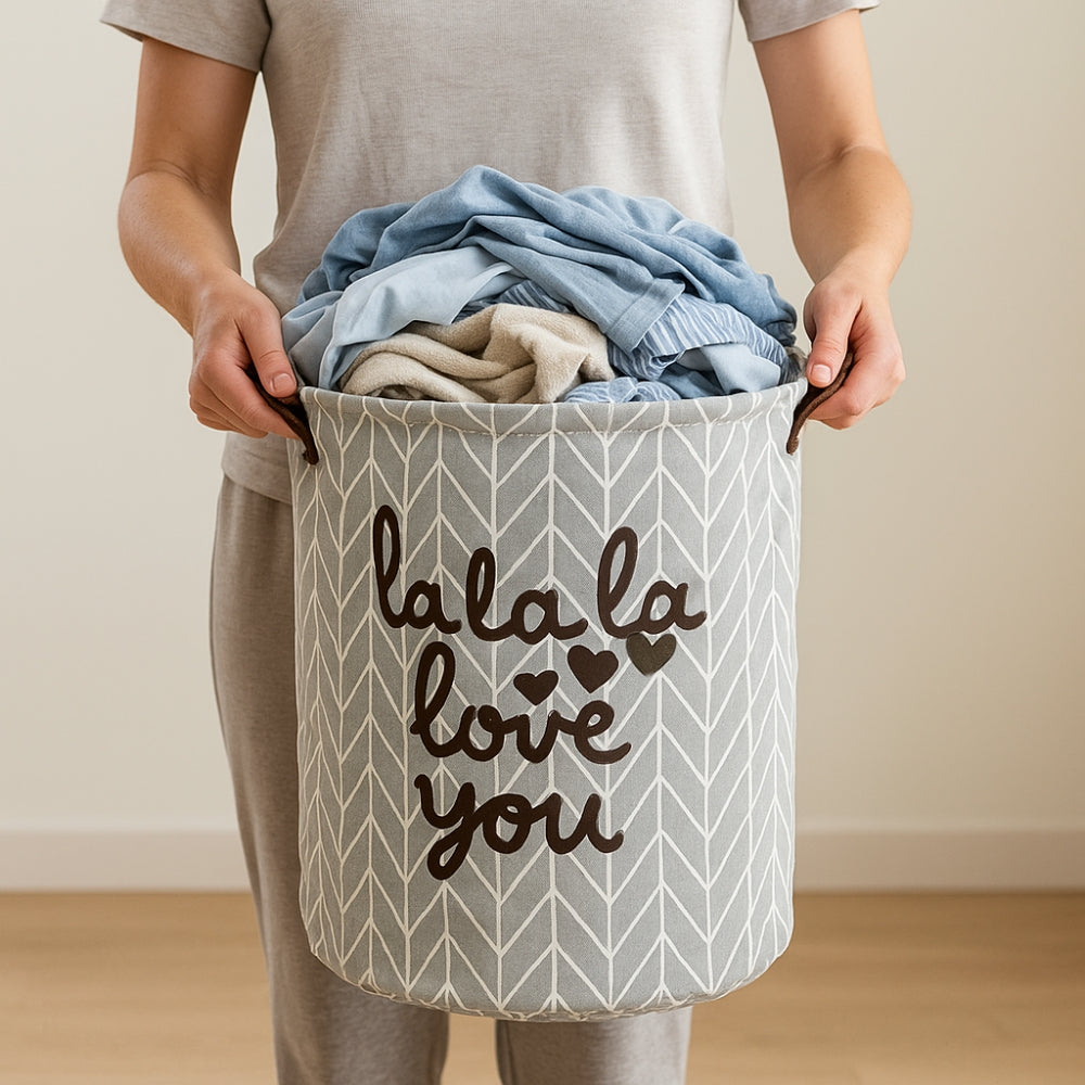 Foldable Polyester Laundry Basket with Handles
