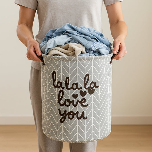 Foldable Polyester Laundry Basket with Handles