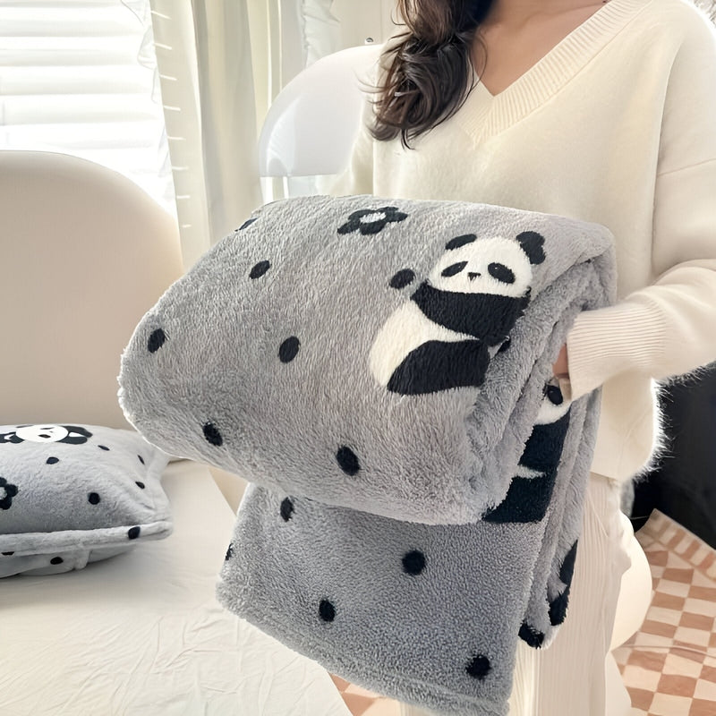 Checked Fleece Throw Blanket for Sofa and Bed