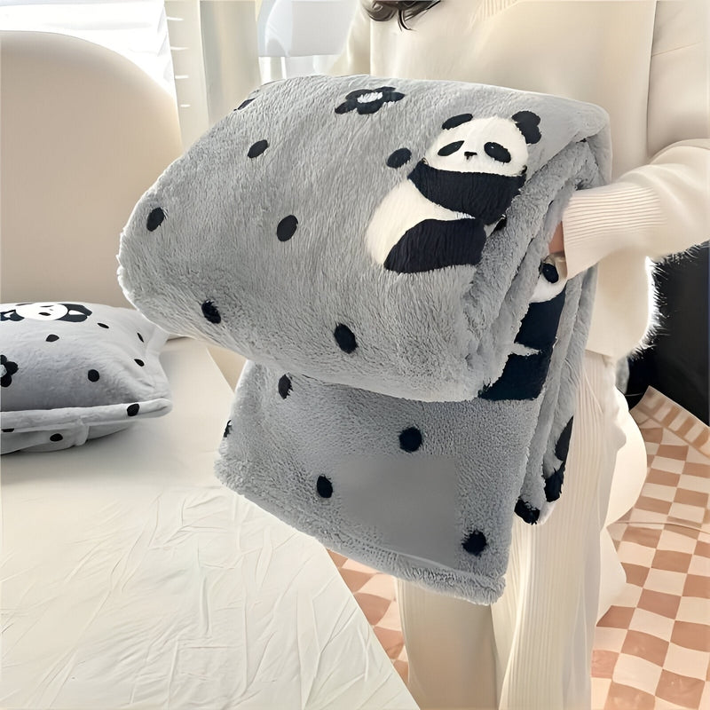 Checked Fleece Throw Blanket for Sofa and Bed
