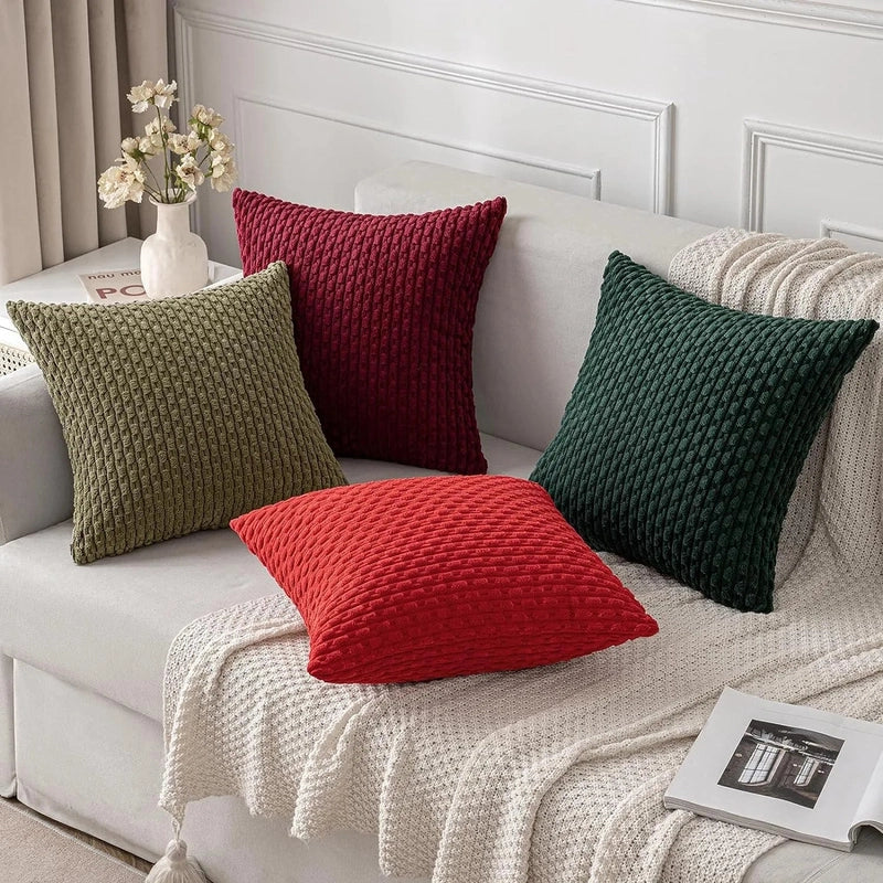 Ribbed Cord Velvet Cushion Covers in Boho Style