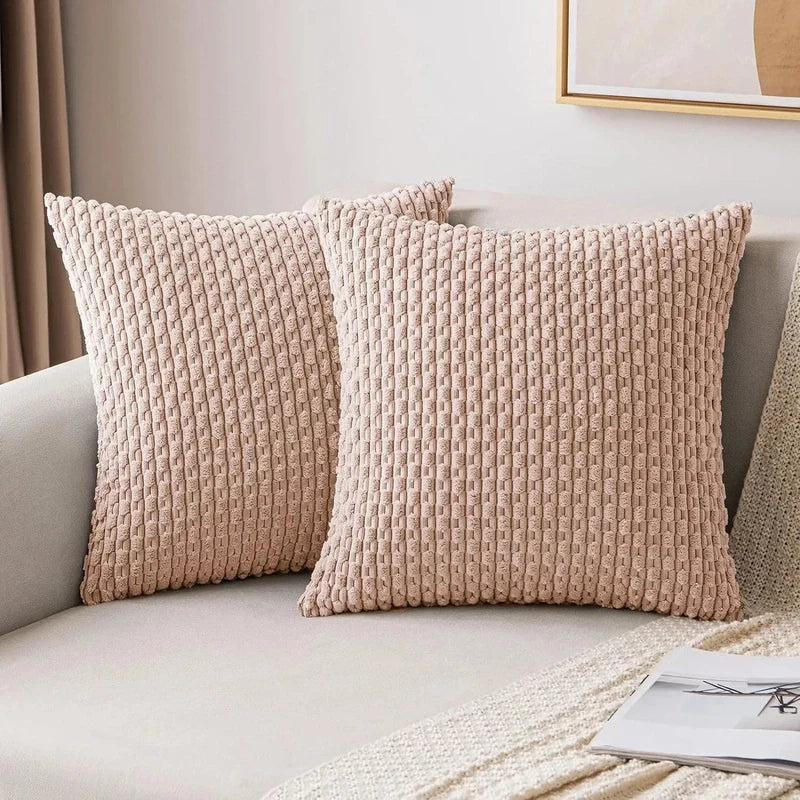 Ribbed Cord Velvet Cushion Covers in Boho Style