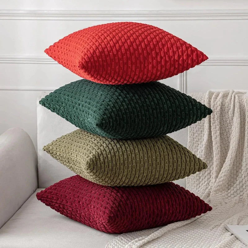 Ribbed Cord Velvet Cushion Covers in Boho Style