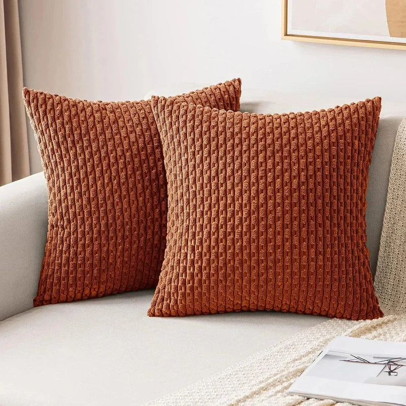 Ribbed Cord Velvet Cushion Covers in Boho Style