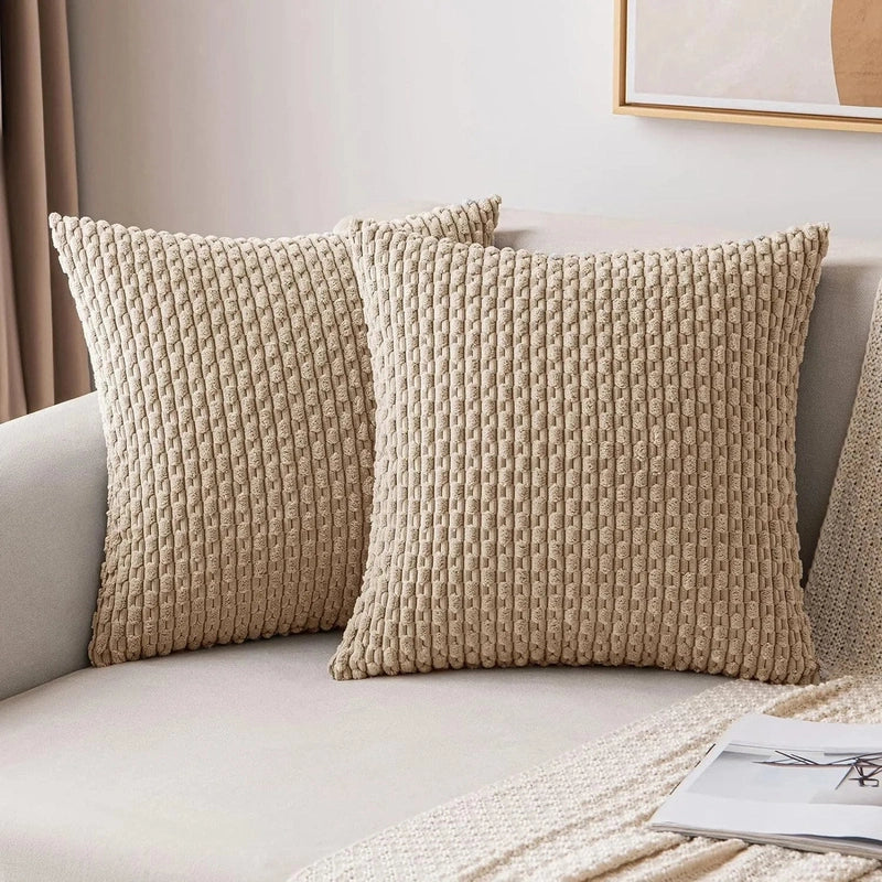 Ribbed Cord Velvet Cushion Covers in Boho Style