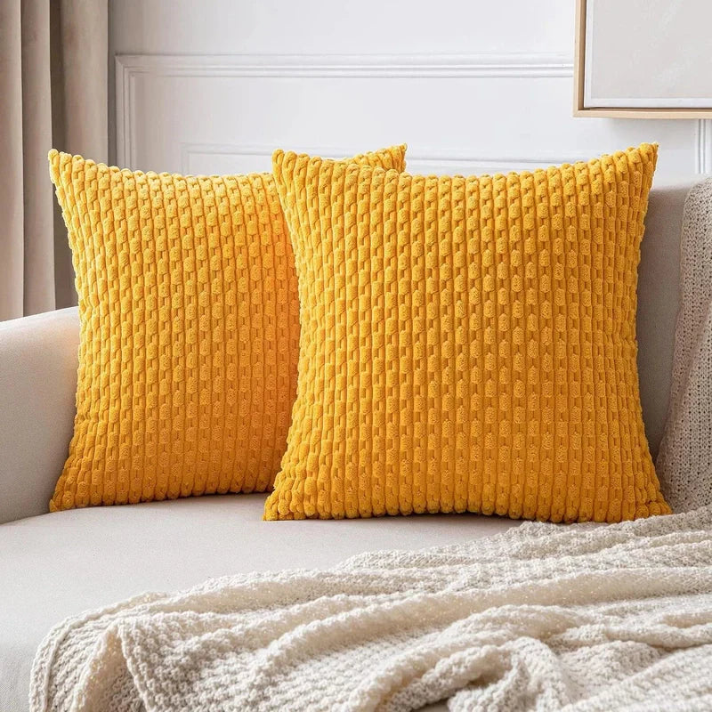 Ribbed Cord Velvet Cushion Covers in Boho Style