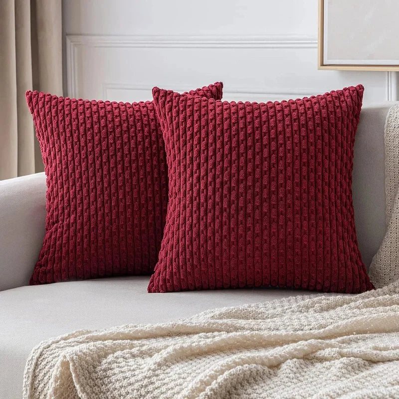 Ribbed Cord Velvet Cushion Covers in Boho Style