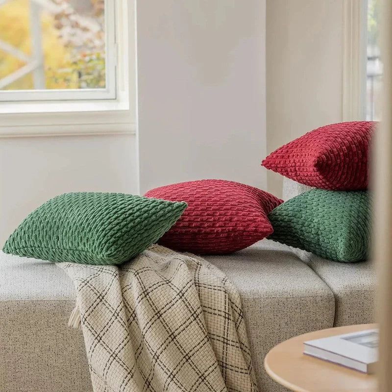 Ribbed Cord Velvet Cushion Covers in Boho Style