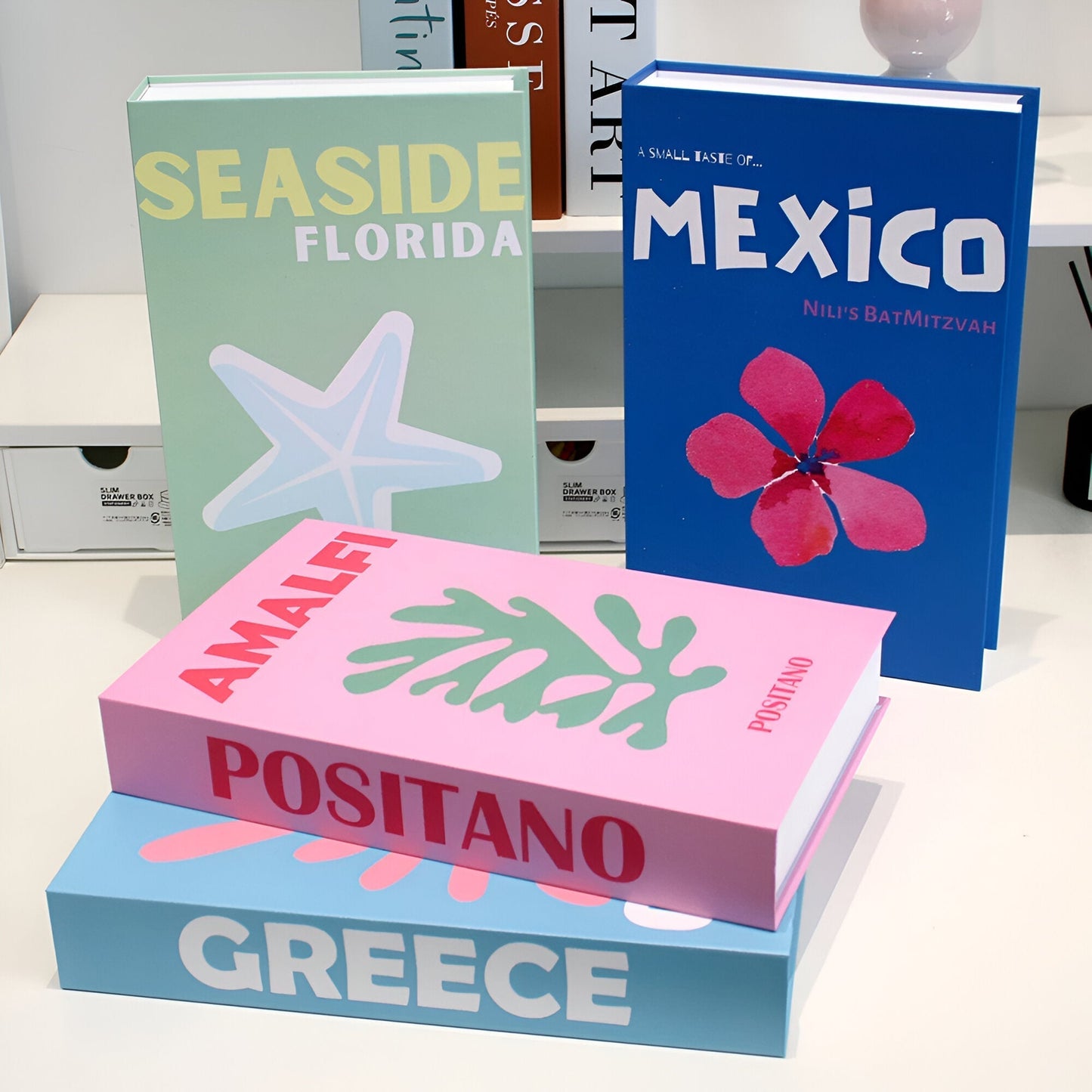 Chic Faux Decorative Coffee Table Books with Hidden Storage