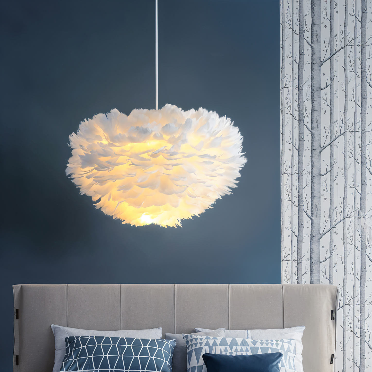 Handmade Adjustable Feather Pendant Light Chandelier