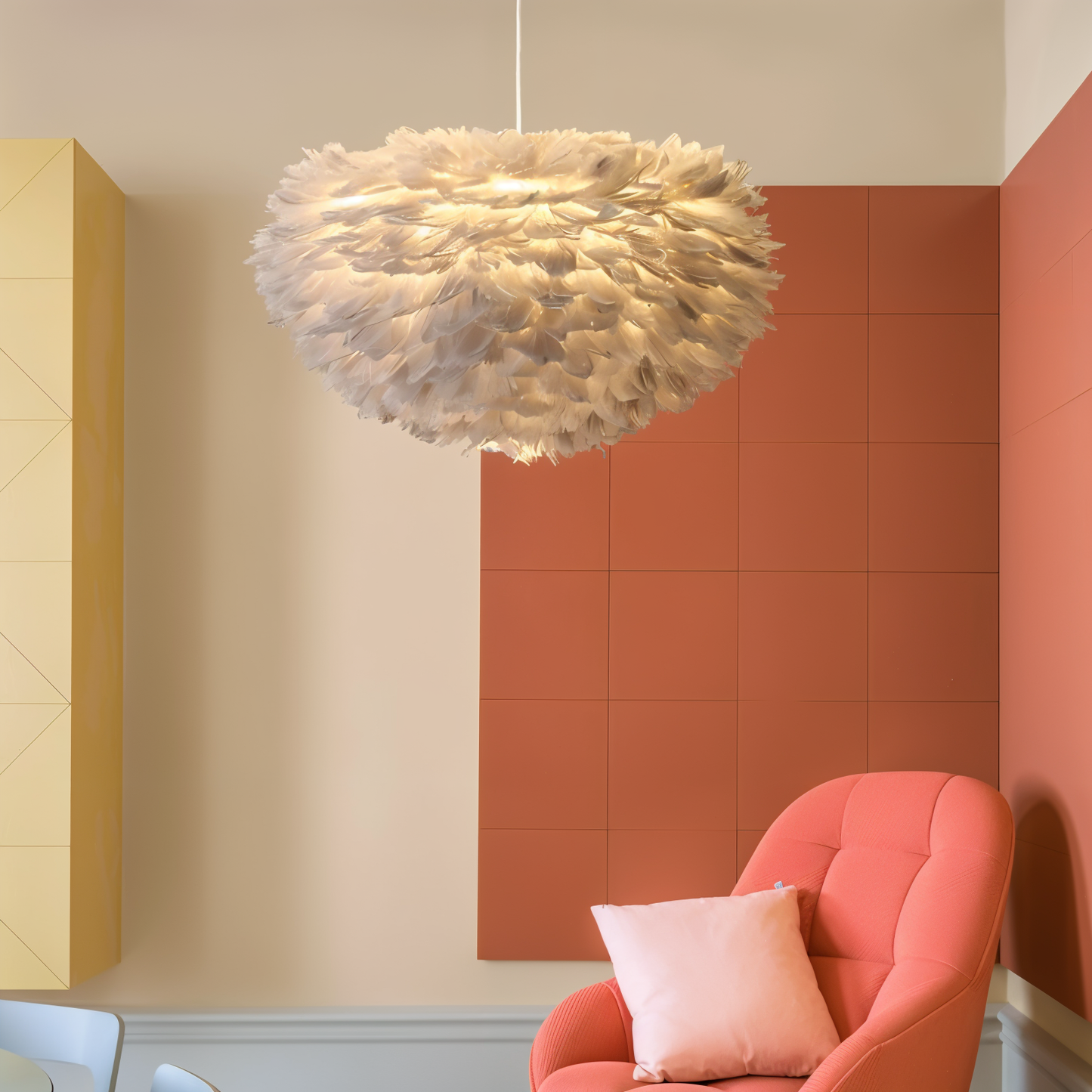 Handmade Adjustable Feather Pendant Light Chandelier