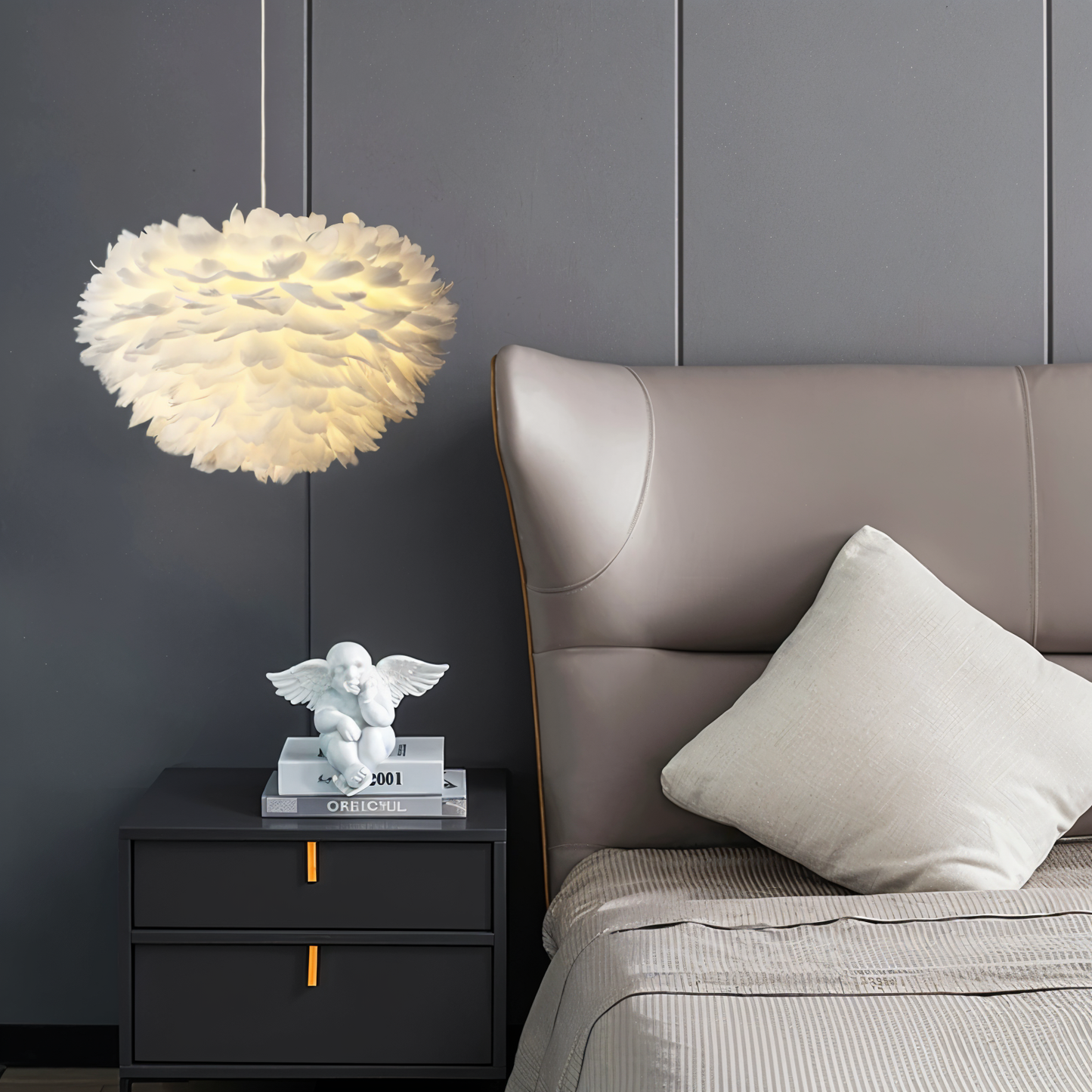 Handmade Adjustable Feather Pendant Light Chandelier