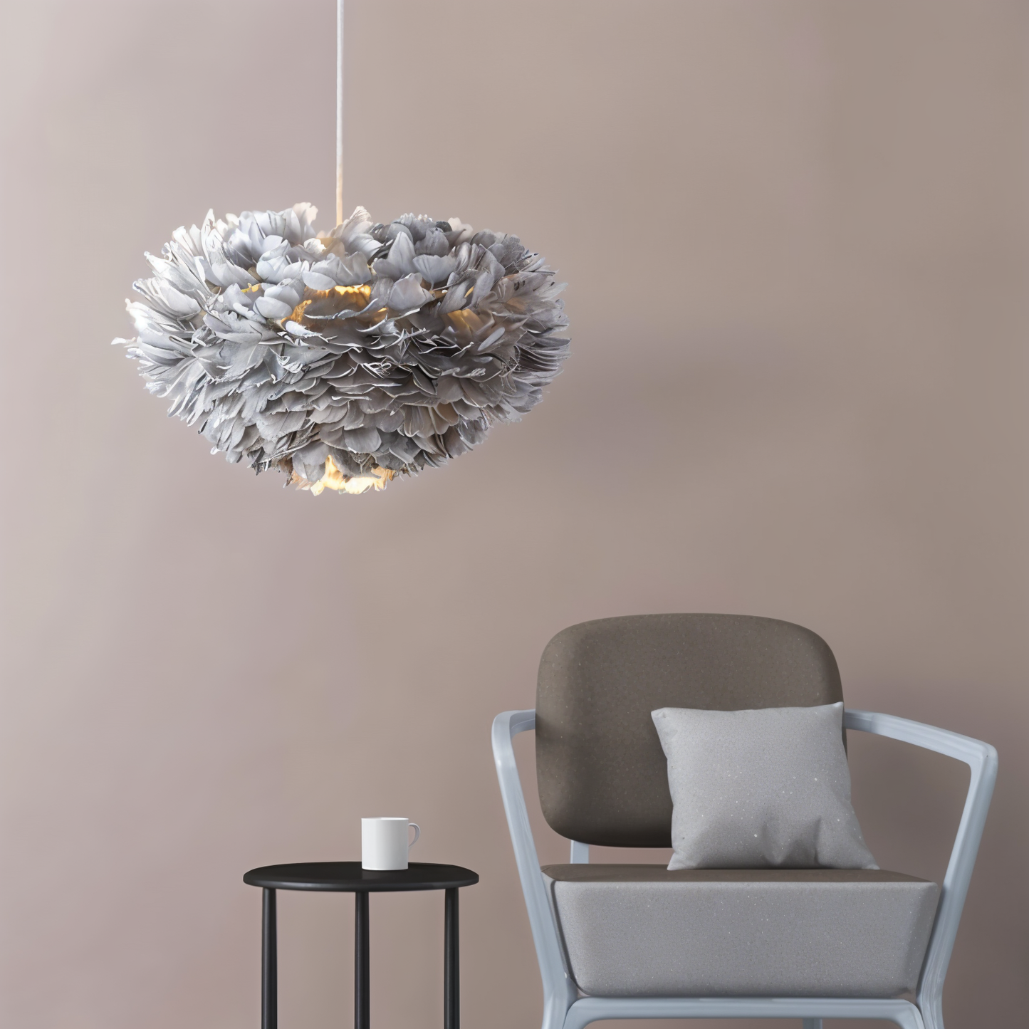 Handmade Adjustable Feather Pendant Light Chandelier